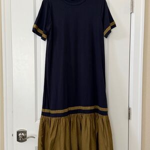 Navy and Olive Women’s' Drop-Waist Dress
